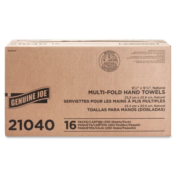 Genuine Joe Multifold Paper Towels, 1, 250, Natural, 4000 PK