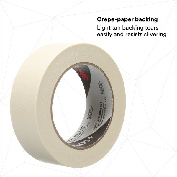 Masking Tape, Tan, 1-13/32 in x 60yd, PK24
