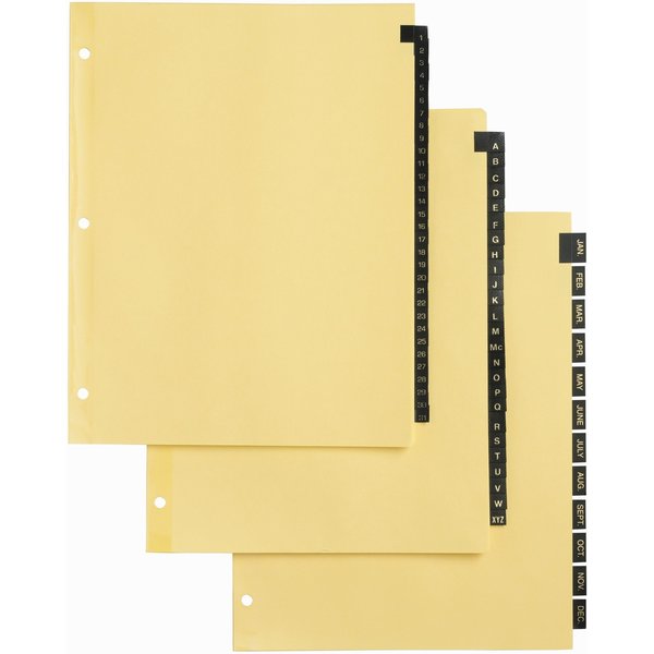 Office Essentials Black Leather Tab Dividers, Language: English