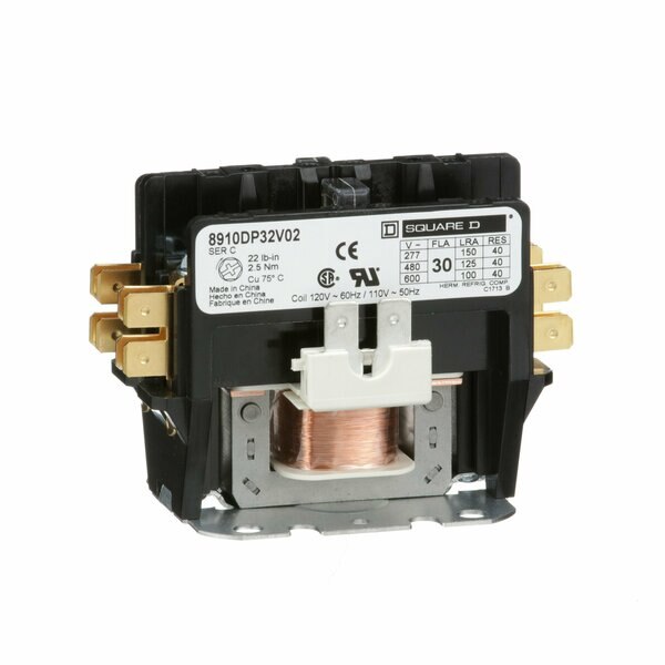 120VAC Non-Reversing Definite Purpose Contactor 2P 30A, Hz: 50/60