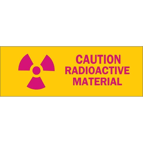 Caution Radiation Sign, 2 1/4 in H, 2 1/4 in W, Polyester, Square, 89112