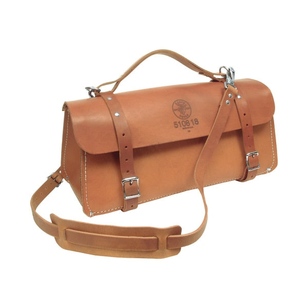 Wide-Mouth Tool Bag, Extra Heavy Leather, 1 Pockets, Brown, 8