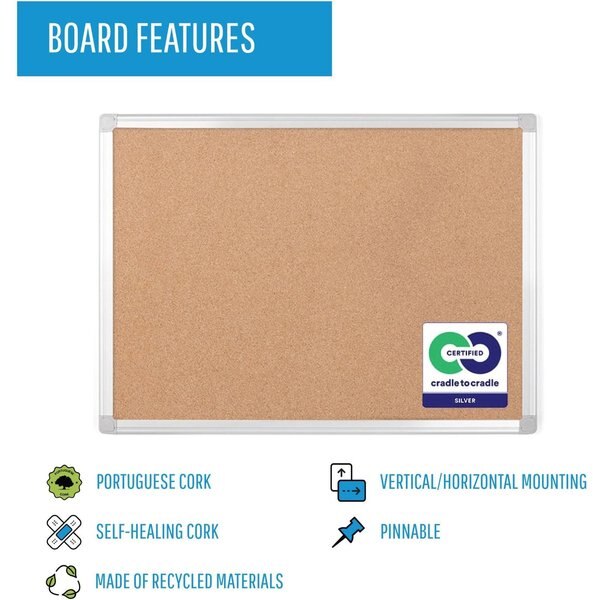 Earth Cork Board 3 ft.x4ft., Aluminum