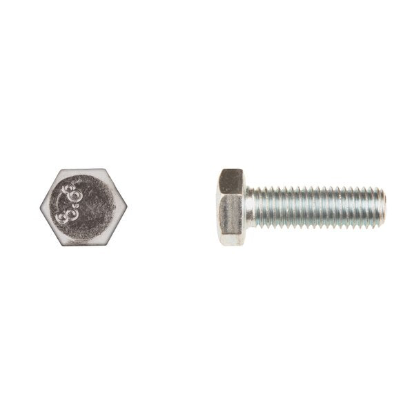 Class 8.8, M10-1.50 Hex Head Cap Screw, Bright Zinc Plated Steel, 35 mm L