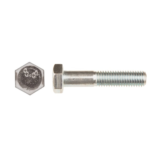 Class 8.8, M10-1.50 Hex Head Cap Screw, Bright Zinc Plated Steel, 50 mm L