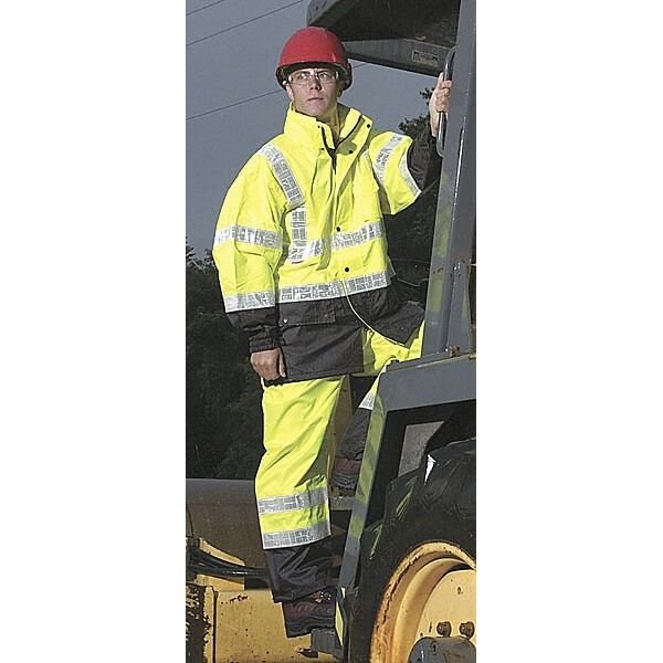2-Piece Rainsuit with Hood, Jacket/Pant, Storm Stopper Pro, Class 3, Hi-Vis Lime, Size 2XL/3XL