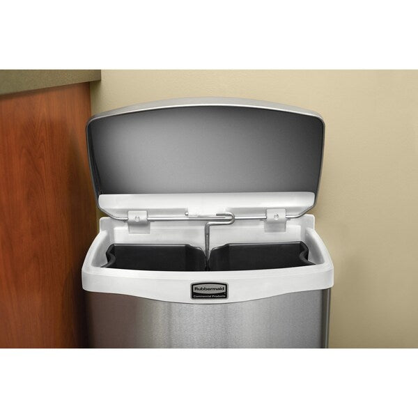 4 gal Rectangular Step Can, Black, 15 1/4 in Dia, Step-On, Stainless Steel