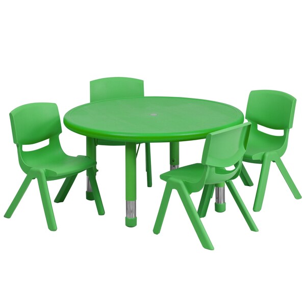 Round Activity Table, 33 X 33 X 23.75, Plastic, Steel Top, Green
