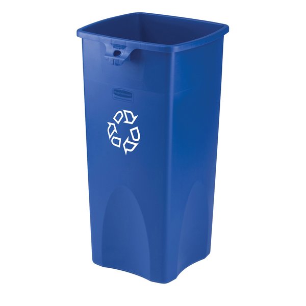 23 gal Square Recycling Bin, Open Top, Bronze Vein/Satin Brass, Plastic, 1 Openings