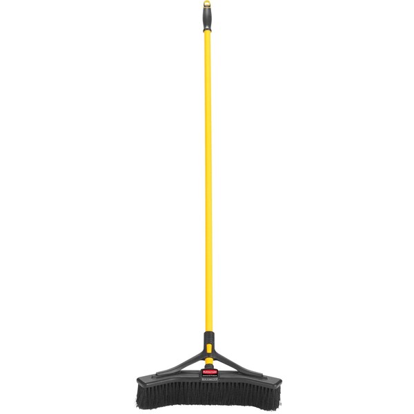 18 in Sweep Face Broom, Medium, Synthetic, Black, 58 in L Handle