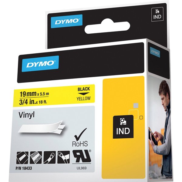 Rhinoâ¢ Label Cartridge, Black/Yellow, 18 ft. L