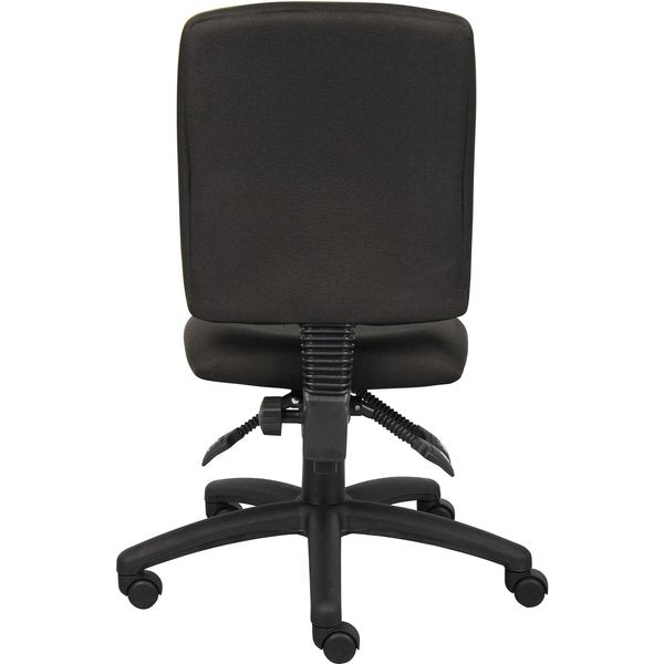 Fabric Task Chair, 21 1/2-, Armless, Black