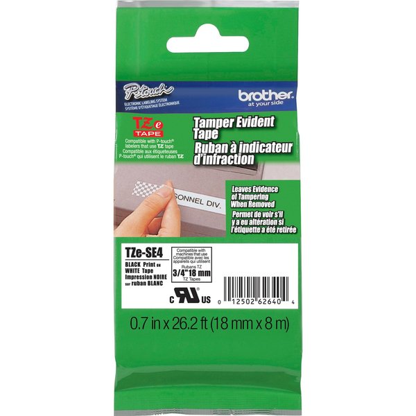 Tamper Evident Label, Blk/Wht, .7