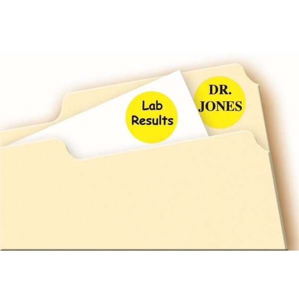 AveryÂ® Yellow Removable Print or Write Color Coding Labels for Laser and Inkjet Printers 5462, 3/4