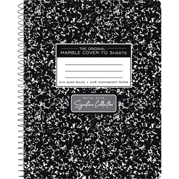 Case of Signature Black Marble Comp Notebooks, WB Spiral, Graph 70 sht Premium 20# Paper, 9.75