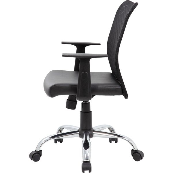 Mesh Task Chair, T-Arm, Black