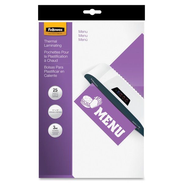 Laminating Pouch, Menu, 3 mil, PK25