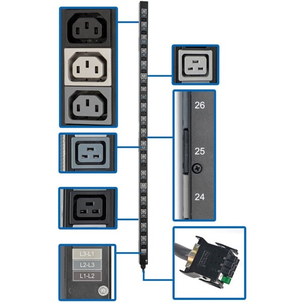 PDU, 3-Ph, ATS, 8.6kW, 42 C13, 12 C19, 0U