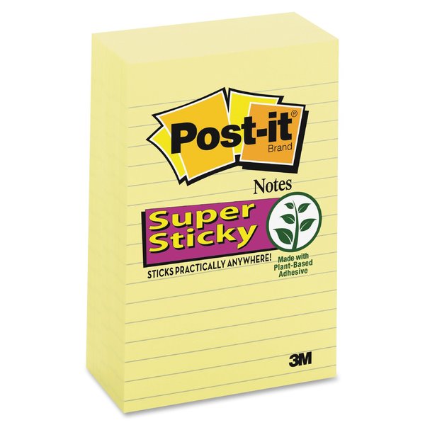 Super Sticky Notes, 4x6 In., Yellow, PK5