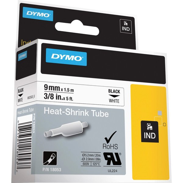Rhino Continuous Label Roll Cartridge, Single Side, Polyolefin, 3/8 in x 5 ft, Black on White, Gloss