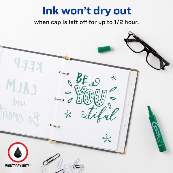 Desk-Style Permanent Marker, Chisel Tip, Green