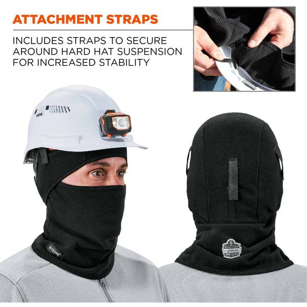 Balaclava Face Mask, 2-in-1 Detachable-Piece, Fleece, Moisture-Wicking, Black, Universal Size