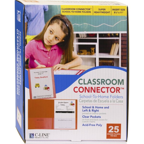 Classroom Connector Folders, Orange, PK25