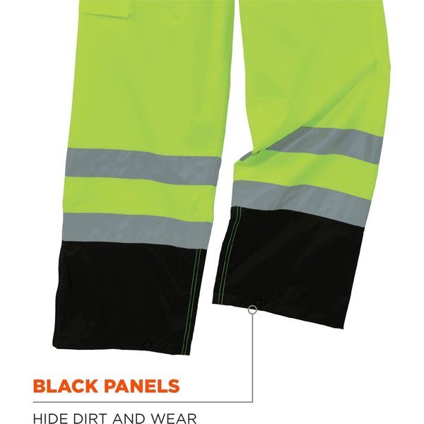 Black Bottom Rain Bibs, Lime, XL