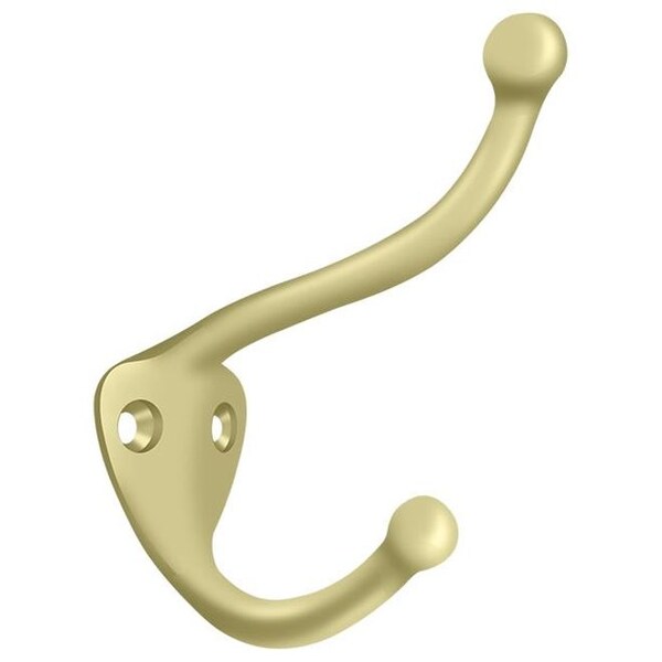 Coat & Hat Hook Unlacquered Bright Brass