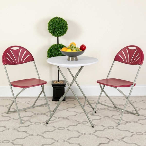Burgundy Plastic Folding Chair