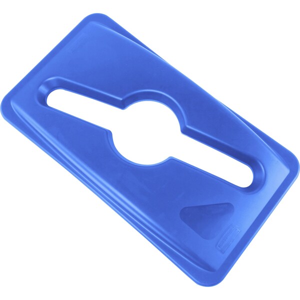 23 gal Dome Recycling Lid, 11 1/2 in W/Dia, Blue, Resin, 1 Openings