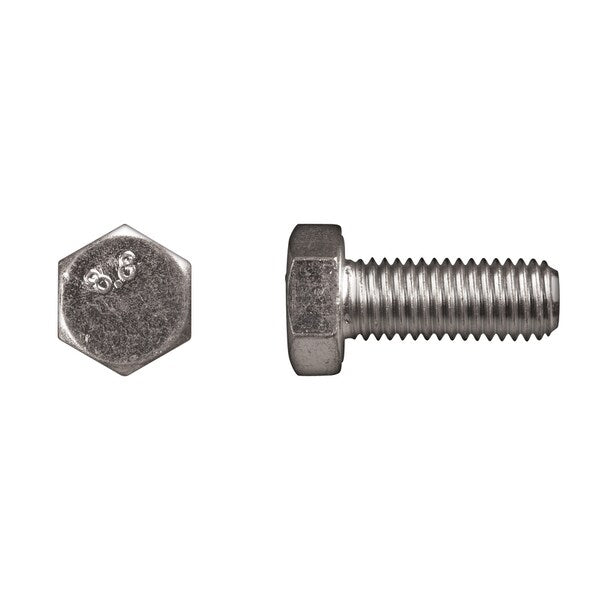 Class 8.8, M12-1.75 Hex Head Cap Screw, Bright Zinc Plated Steel, 30 mm L