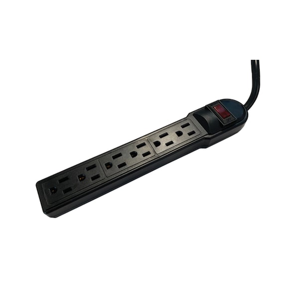 Plastic Surge Strip, 3ft Cord, RA Plug,