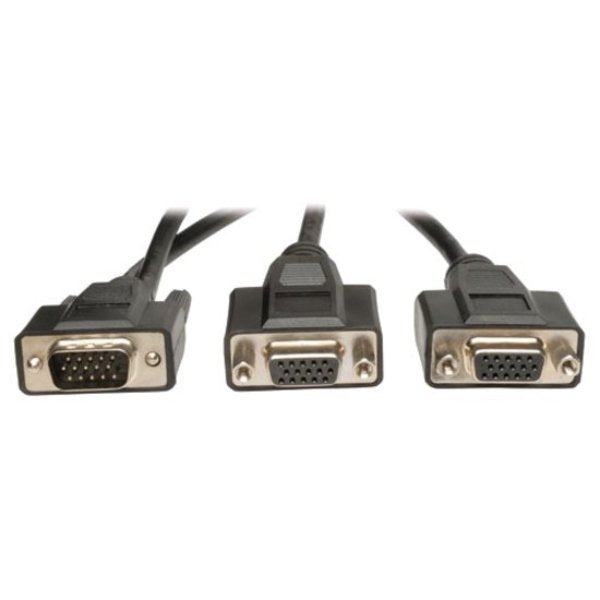 VGA Cable, Hi Res, HD15 M, 2xHD15 F, 1ft