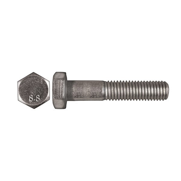 Class 8.8, M12-1.75 Hex Head Cap Screw, Zinc Plated Steel, 60 mm L