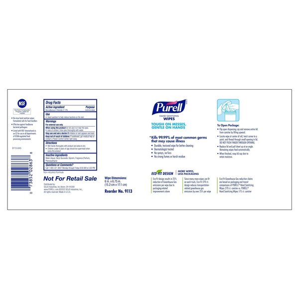 Hand Sanitizer Wipes, White, Canister, Non Linting Textured, 270 Wipes, 6 in x 6-3/4 in, Citrus