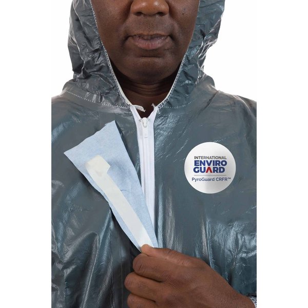 Hooded Chemical-Resistant FR Coveralls , M , Green , Pyroguard CRFR ,