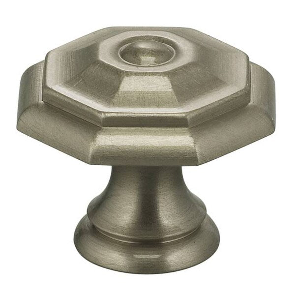 Octagonal Cabinet Knob Satin Nickel 1-3/16