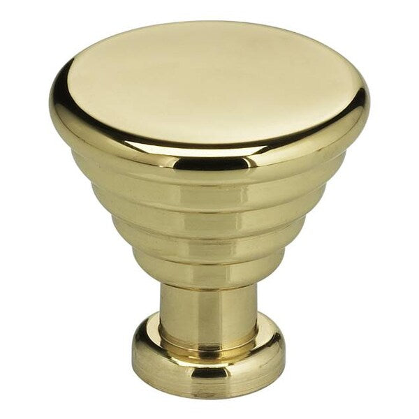 Stepped Cone Cabinet Knob Bright Brass 1-3/16
