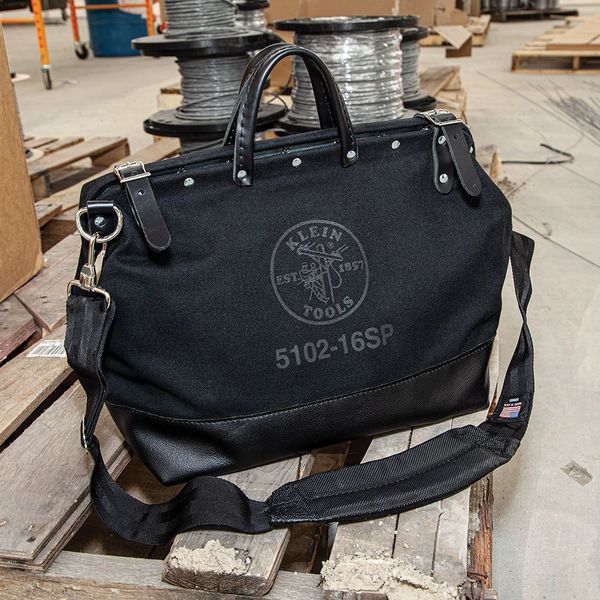 Deluxe Tool Bag, Black Canvas, 13 Pockets, 16-Inch