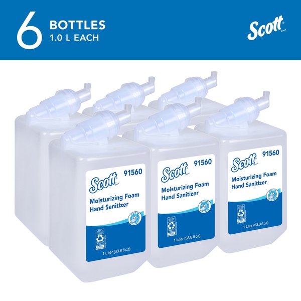 Moisturizing Foam Hand Sanitizer 1.0 L Refills for compatible Scott Essential Manual Dispensers (6)