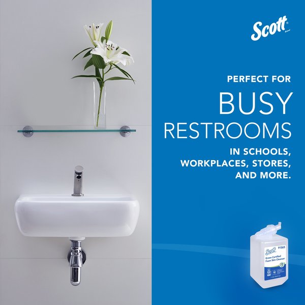 Green Certified Foam Hand Soap, 1.0 L Refills for Compatible Scott Manual Dispensers (6 Bottles)