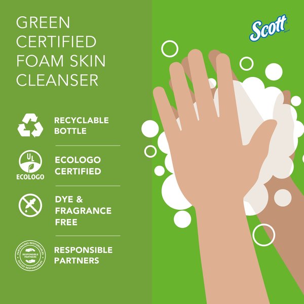 Green Certified Foam Hand Soap, 1.0 L Refills for Compatible Scott Manual Dispensers (6 Bottles)