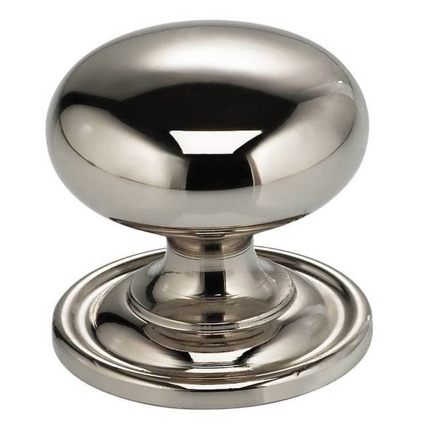 Round Cabinet Knob with Backplate Bright Nickel 1-3/16