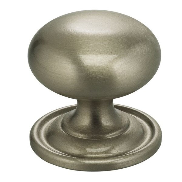 Round Cabinet Knob with Backplate Satin Nickel 1-3/16