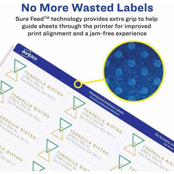 AveryÂ® WeatherProofâ¢ Mailing Labels with TrueBlockÂ® Technology for Laser Printers 5524, 3-1/3