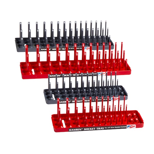 Metric and Fractional 3 Row Socket Tray Set for 1/4
