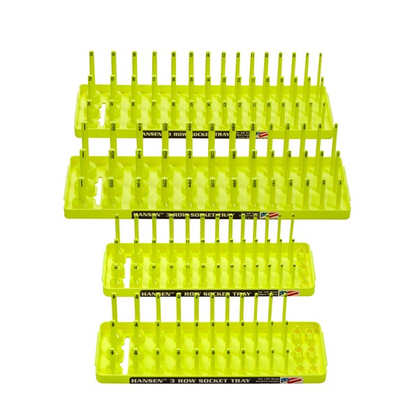 Metric and Fractional 3 Row Socket Tray Set for 1/4