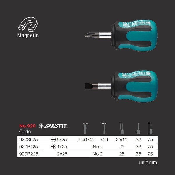 MEGADORA Stubby Screwdriver No.920 -6x25