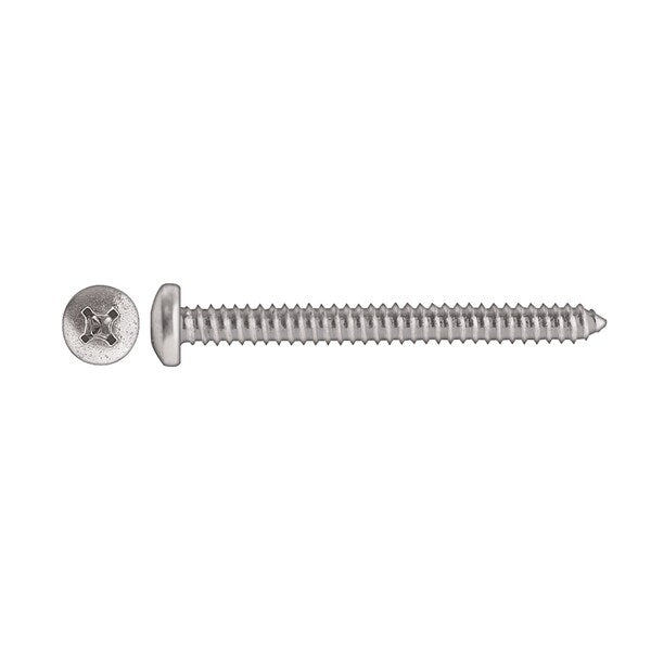 Sheet Metal Screw, #14 x 2-1/2 in, Zinc Plated Pan Head Phillips Drive